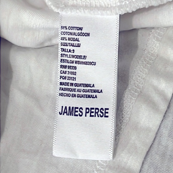 JAMES PERSE Standard Cotton white rolled sleeve Tshirt Dress, lined, size L - Picture 13 of 15